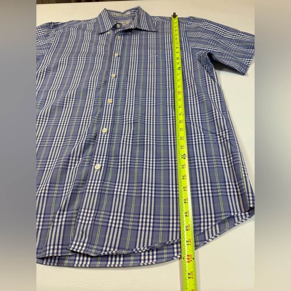 Orvis men’s large 100% cotton short sleeve button down shirt, blue white (bin Z) - Picture 4 of 5